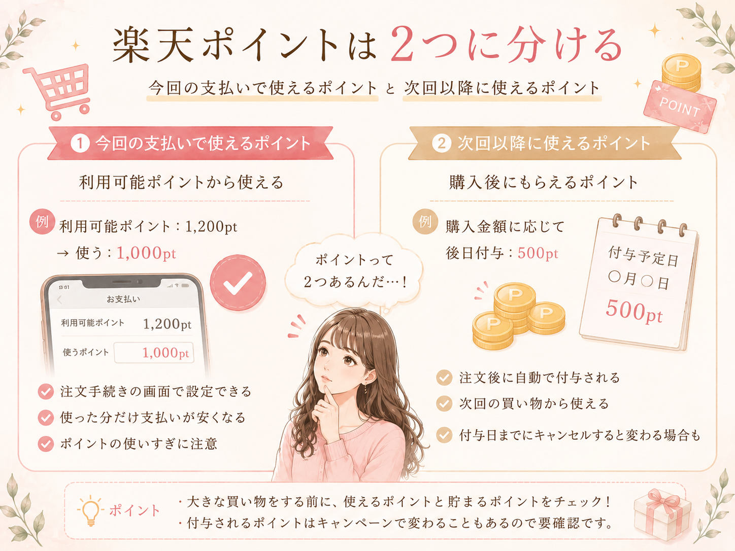 楽天ポイントの今回の支払いに使うポイントと購入後にもらうポイントの違い
