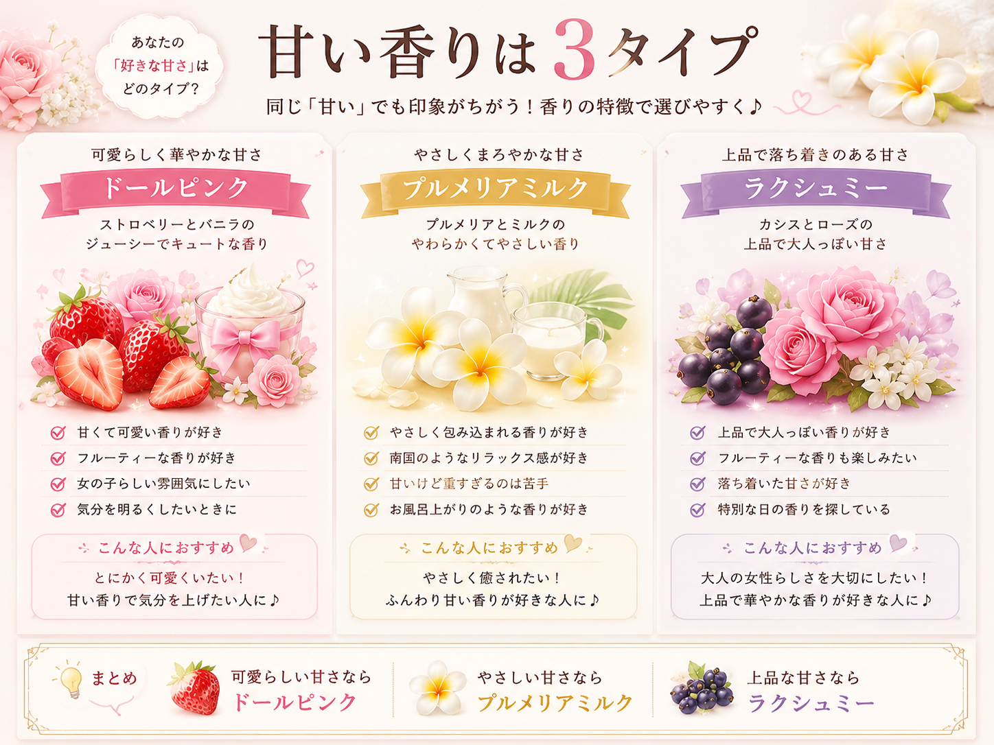 アンククロスの甘い香り3タイプの比較