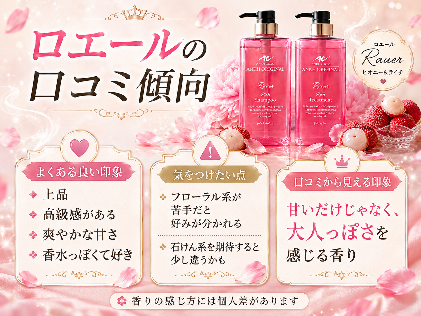 アンククロスのロエールの口コミで見られる上品・高級感・爽やかな甘さなどの傾向